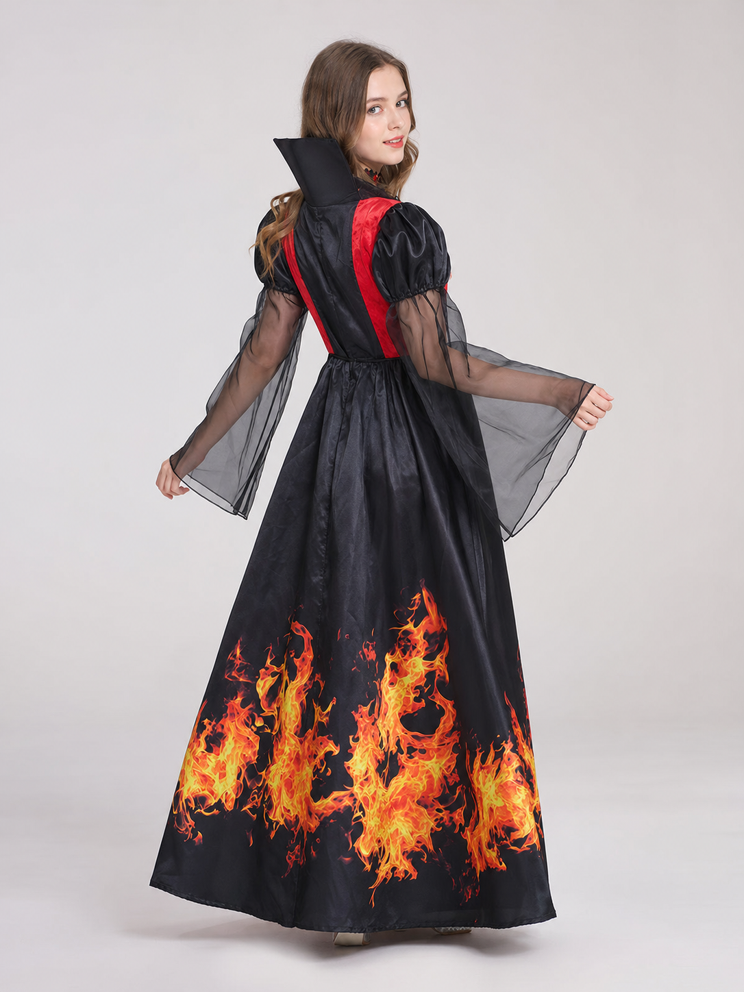 Red-and-Black Cosplay Dress with Necklace