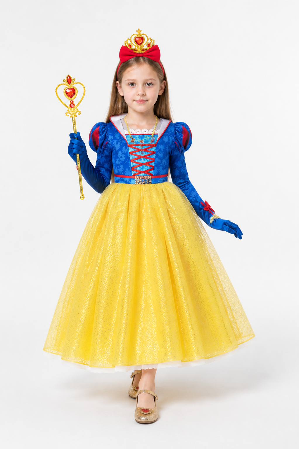 Snow White Princess Costume with Crown and Staff Costume Headwear detail 2