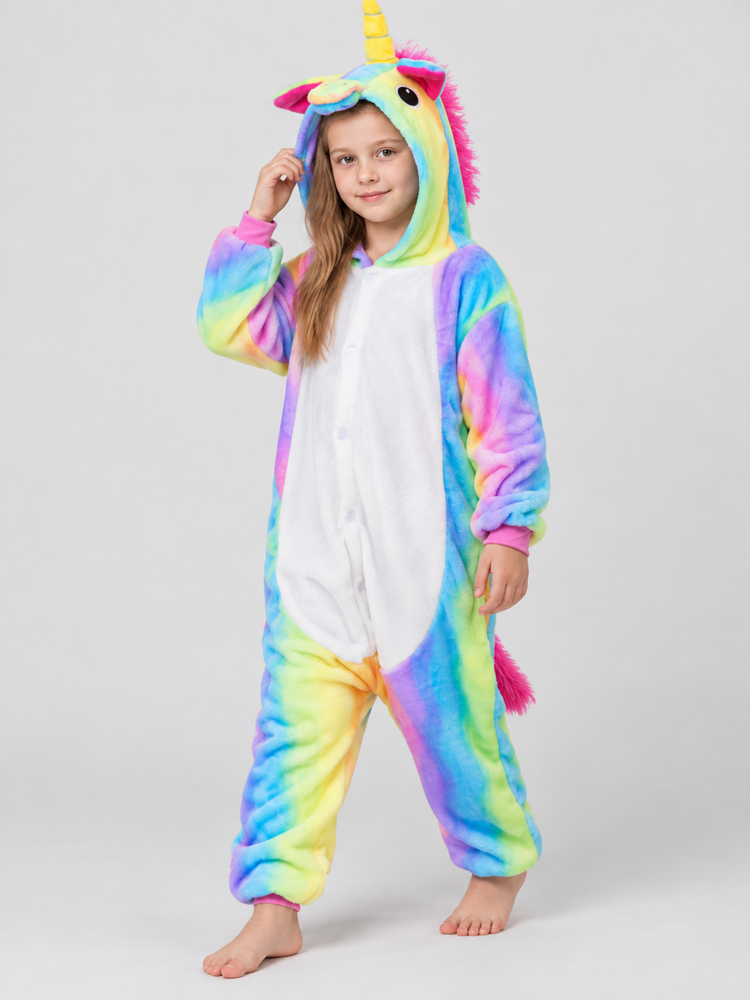 Flannel One-Piece Pajama with Unicorn Hood
