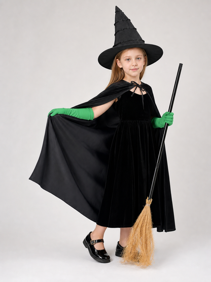 Black velvet witch costume set product view 29