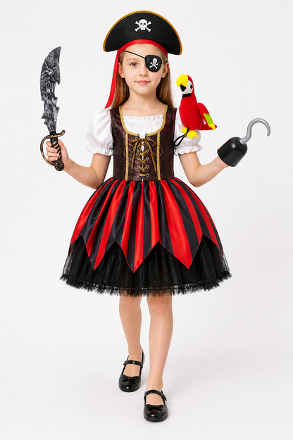Pirate Costume with a Red-and-Black Striped Dress Costume Dresses detail 2