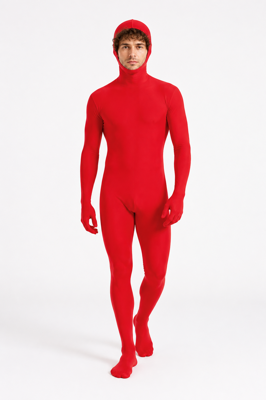 Red Zentai Suit with Open Face and Hood product detail 2