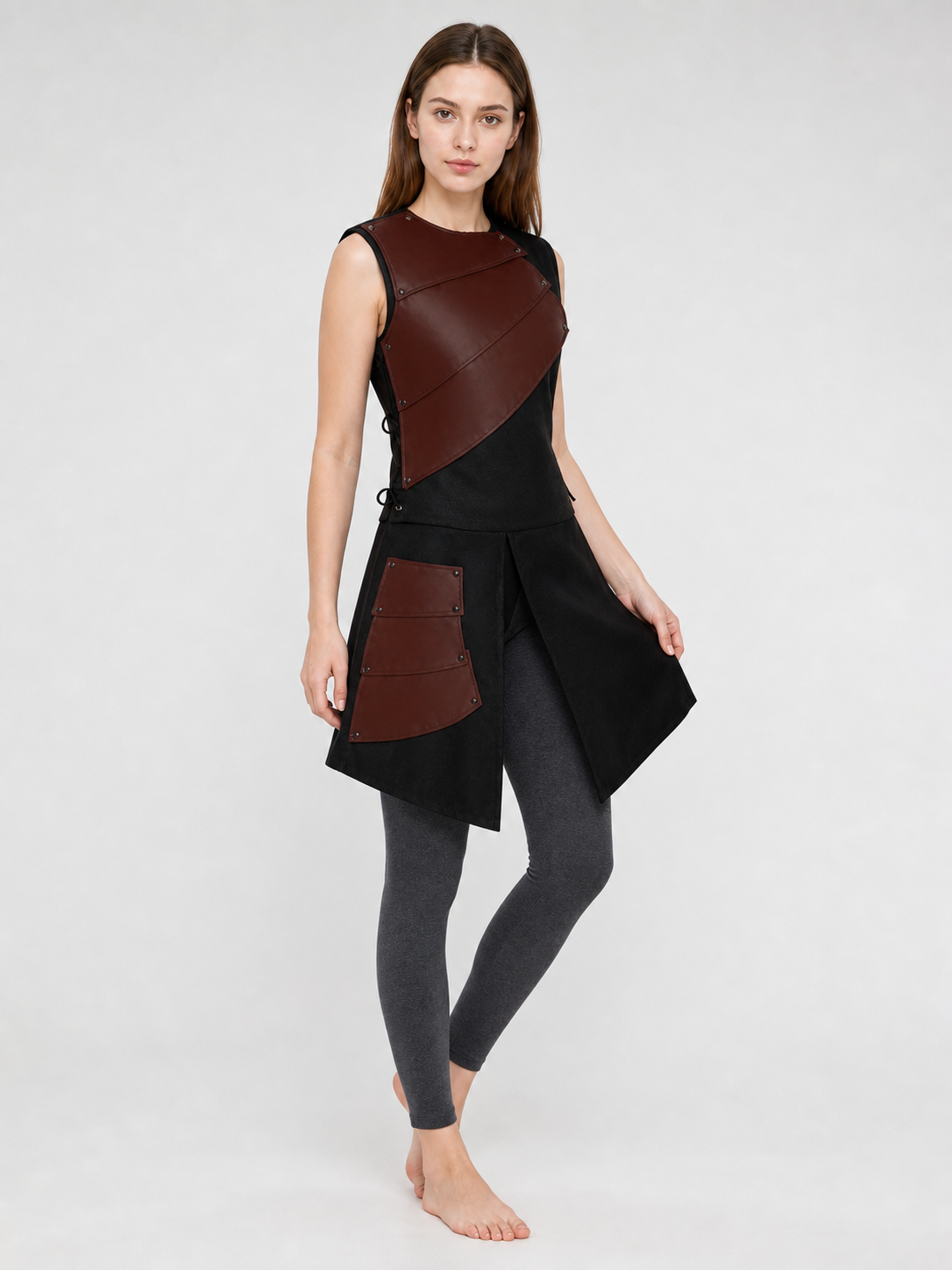 Sleeveless Dress with Asymmetrical Inserts