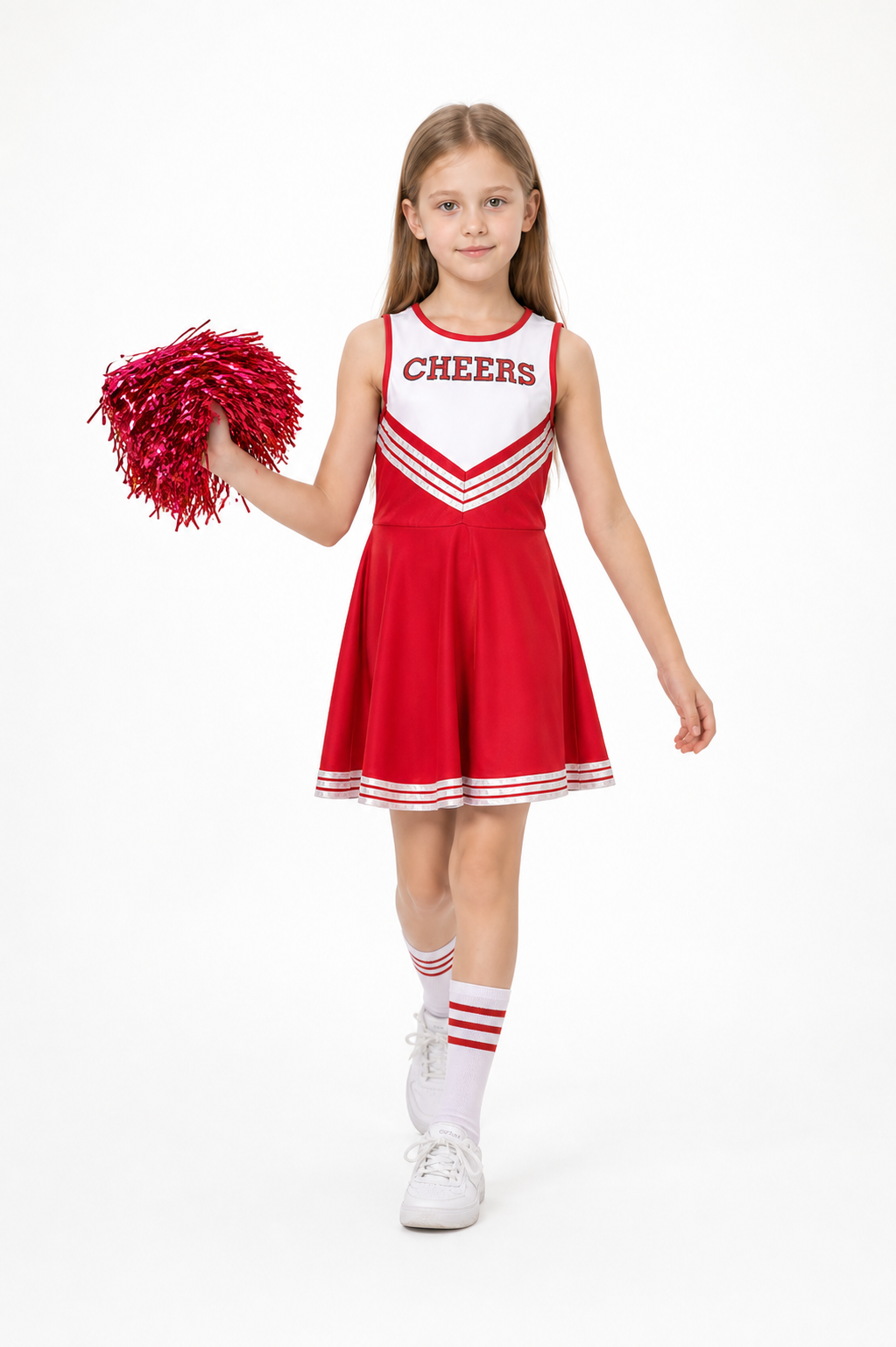 Red Children's CHEERS Cheerleading Dress 110-150 Costume Dresses detail 2