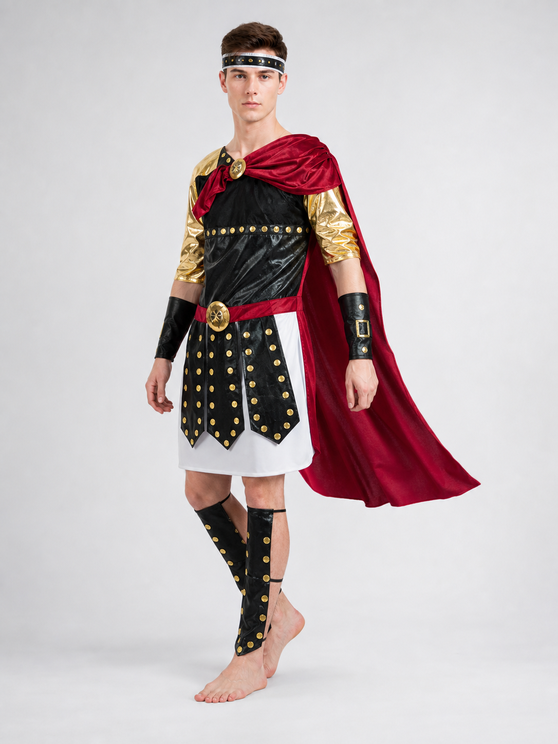 Roman Warrior Costume with Shield and Sword for Cosplay on-model alternate view