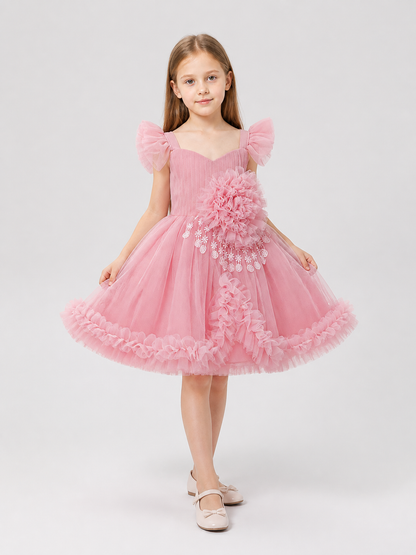 Girls' Dressy Dress with Flower and Full Skirt Costume Dresses detail 2
