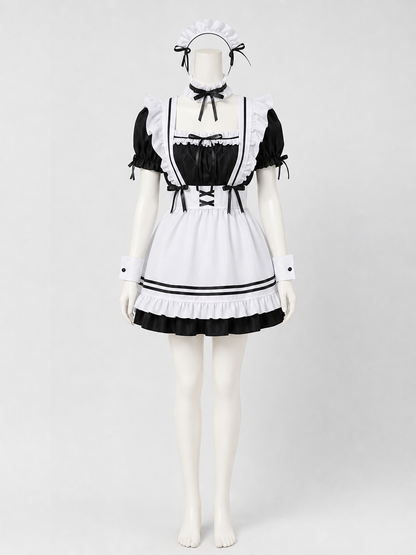 Maid-Style Dress with Apron and Headpiece