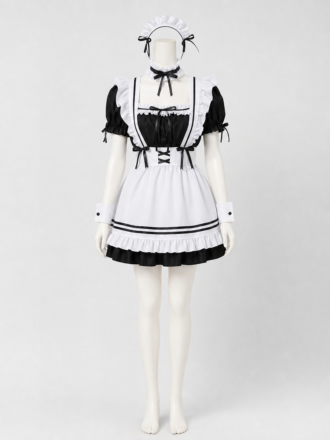 Maid-Style Dress with Apron and Headpiece