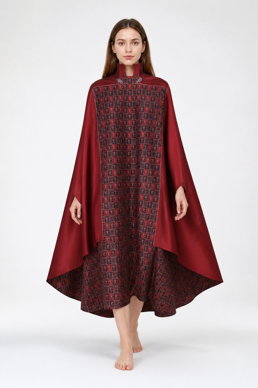 Red Superhero Cape with Plaid Pattern Costume Capes detail