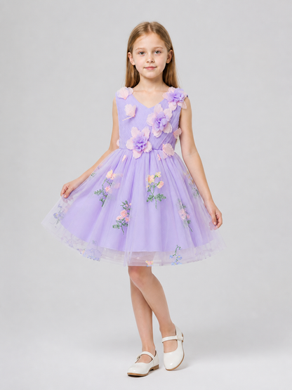 Full-Skirt Dress with Floral Embroidery and Butterflies Costume Dresses detail 2