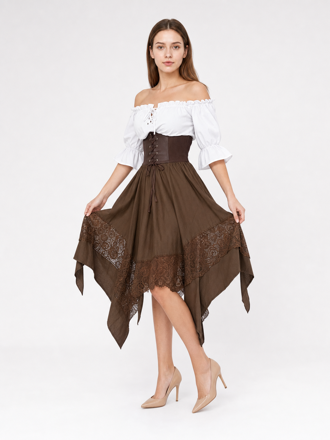 Pirate-Style Costume: Blouse, Corset, and Skirt