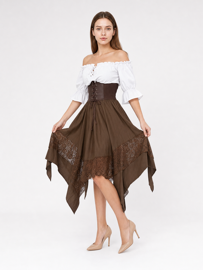 Pirate-Style Costume: Blouse, Corset, and Skirt