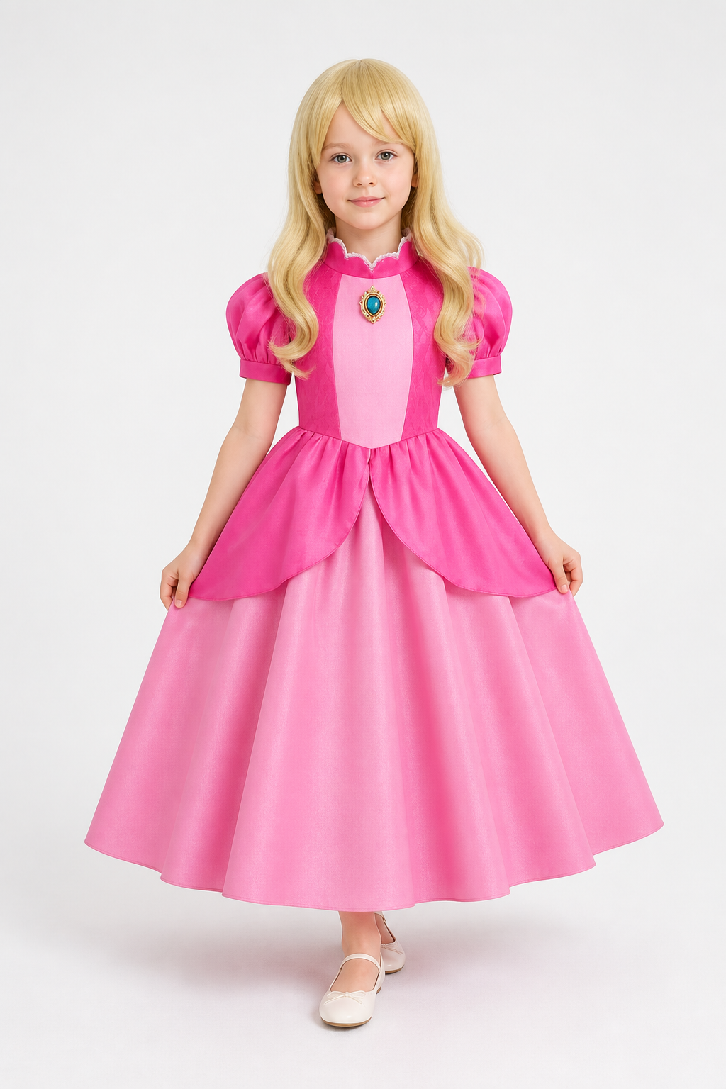 Princess Costume with Pink Dress and Wig Costume Dresses detail 2