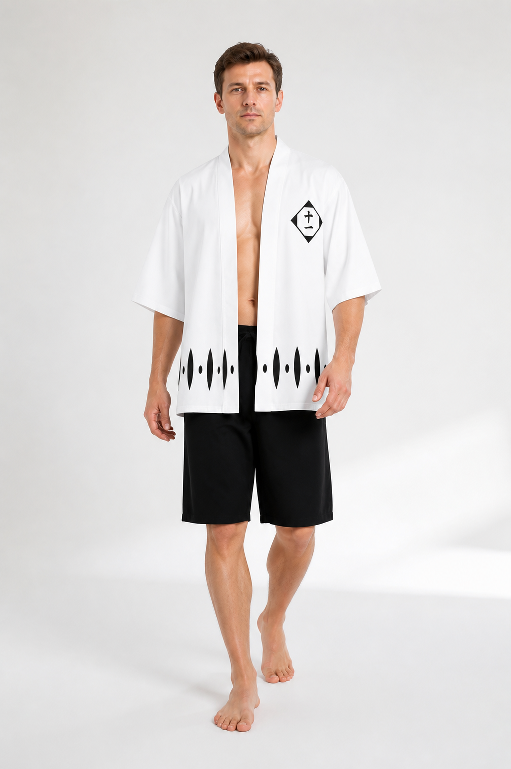 Bleach Cosplay Cloak, White with Black Pattern and Number 12 Costume Capes detail 2