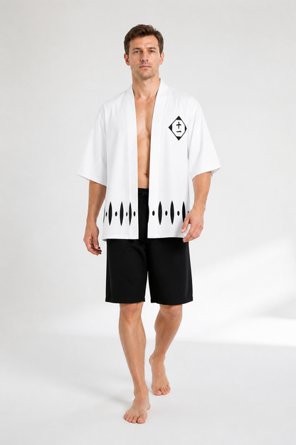 Bleach Cosplay Cloak, White with Black Pattern and Number 12 Costume Capes detail 2