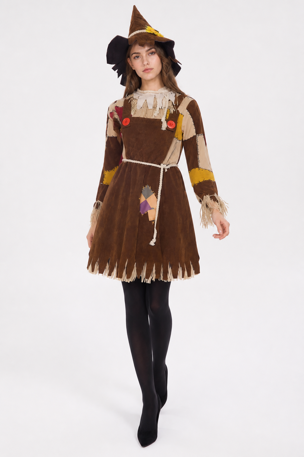 Witch Costume with Pointed Hat and Fringe Costume Headwear detail 2