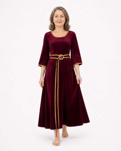 Burgundy Carnival Dress with Gold Trim Costume Dresses detail 2