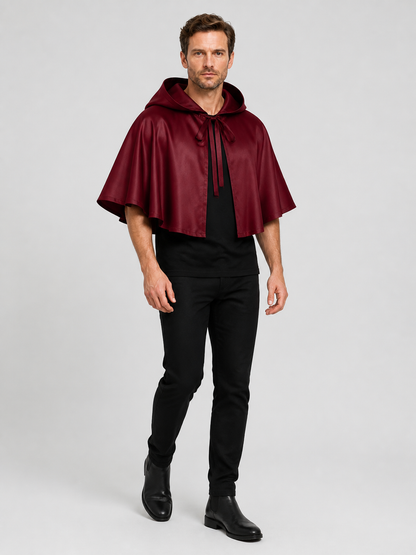 Red Short Hooded Cape for Halloween Costume Capes detail 2