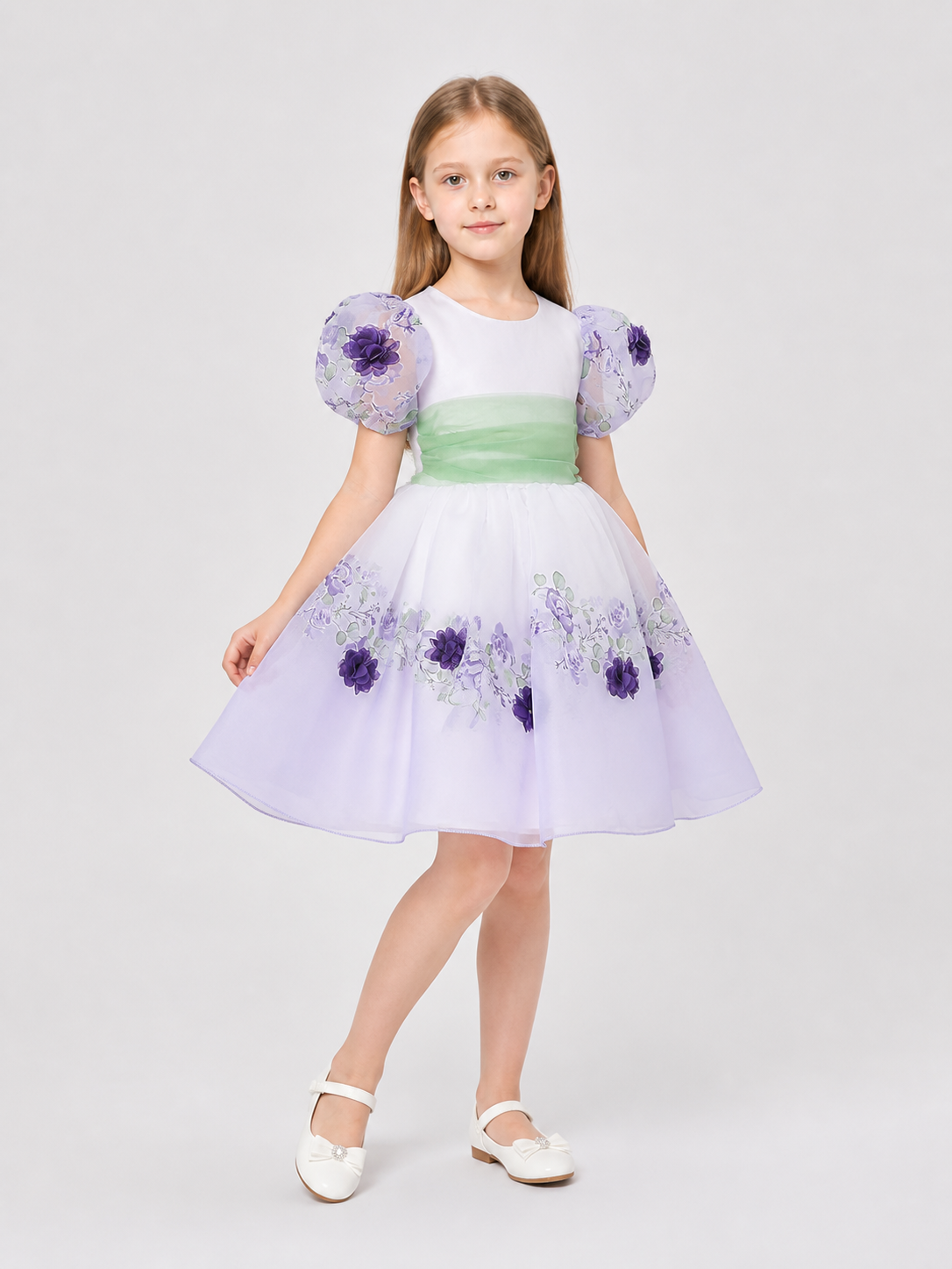 Princess Party Dress with Flowers and a Full Skirt Costume Dresses detail 2