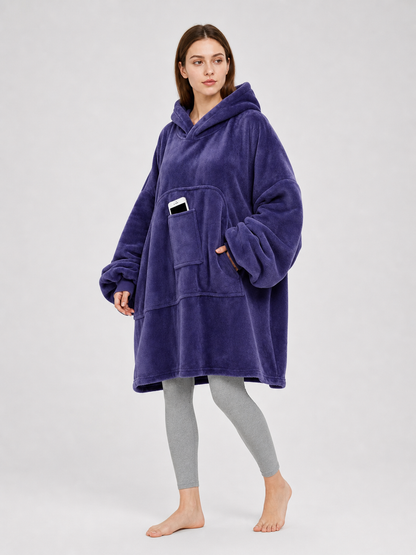 Hooded Blanket with Sleeves and Pockets