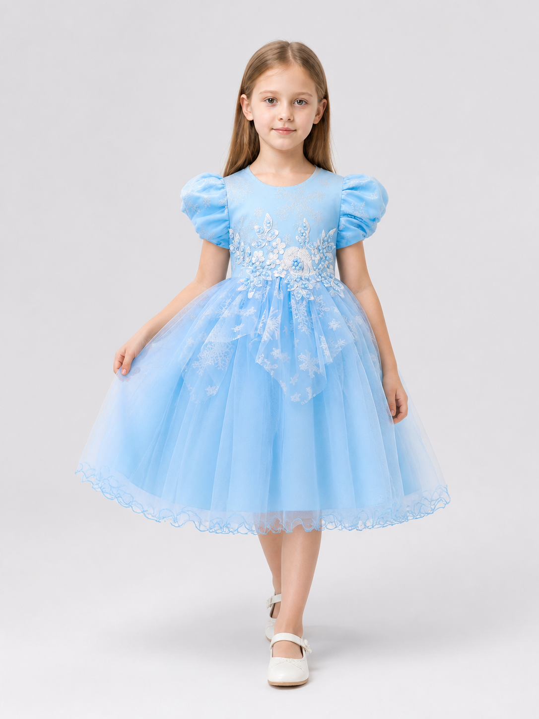 Children’s Princess Dress with Snowflakes and a Full Skirt product detail 2