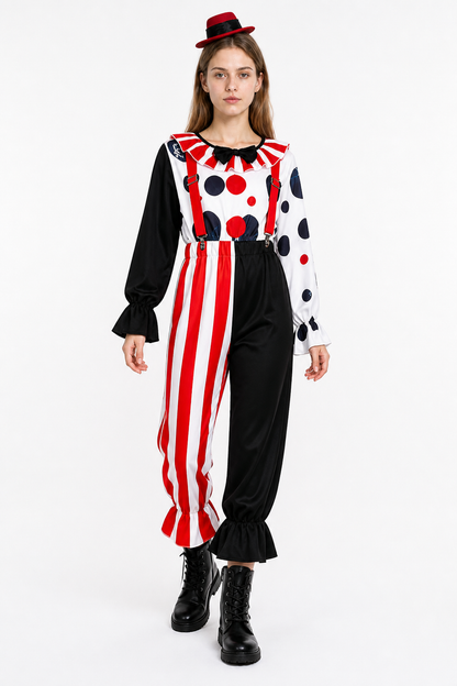 Clown Costume with Hat and Suspenders Costume Headwear detail 2