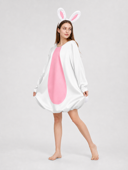 Rabbit Costume with Ears, Tail, and Pink Panel
