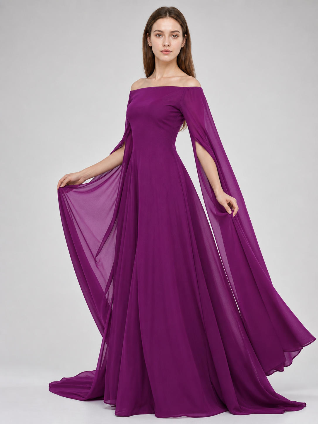 Purple Fantasy Dress with Long Sleeves