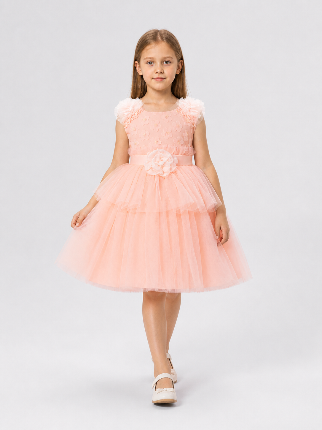 Dressy Dress with a Full Tulle Skirt and Rose Costume Dresses detail 2