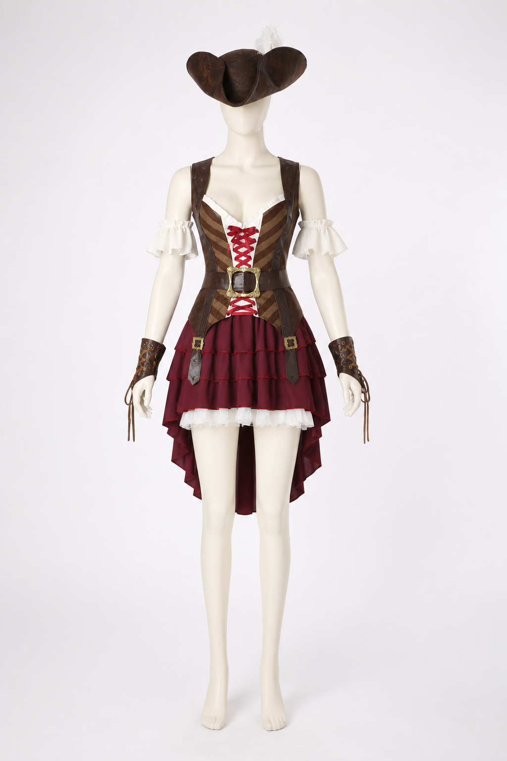 Pirate Costume with Asymmetrical Train and Hat
