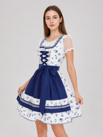 Bavarian Dirndl Dress with Apron for Oktoberfest