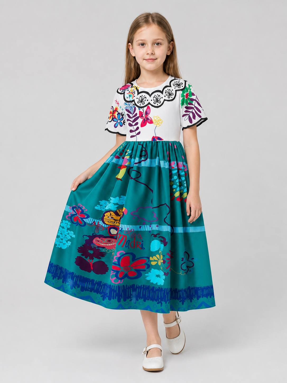 Children’s printed dressy dress with a full skirt product detail 2