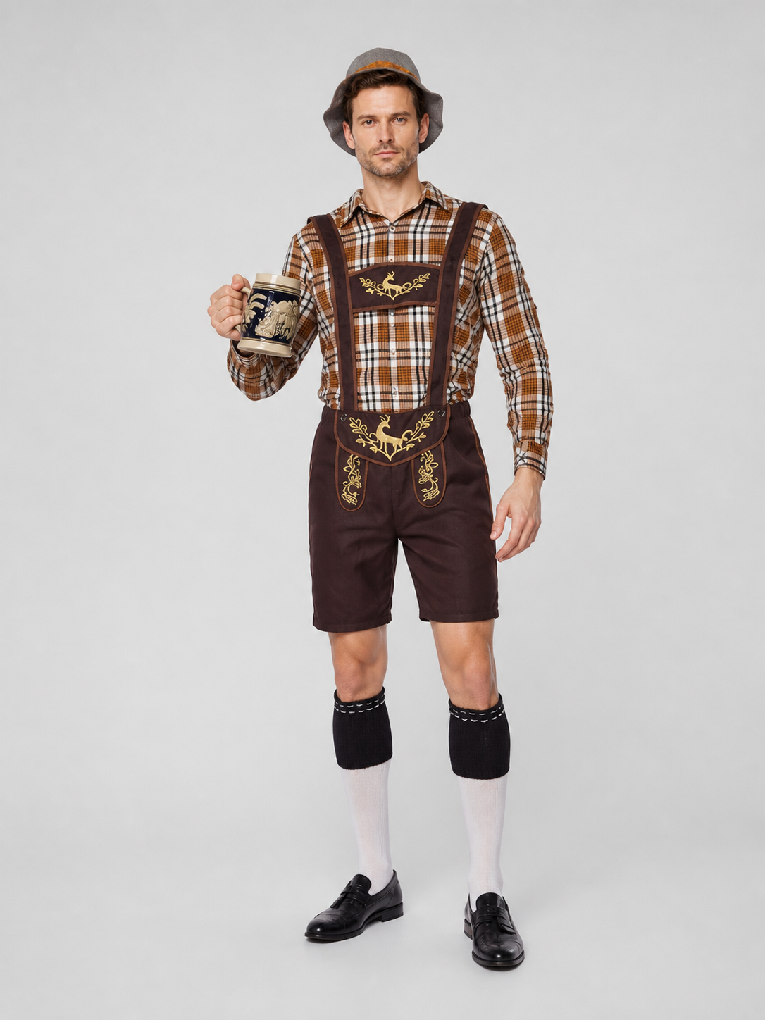 Beer Festival Costume: Shirt, Shorts, Suspenders, Hat Costume Headwear detail 2