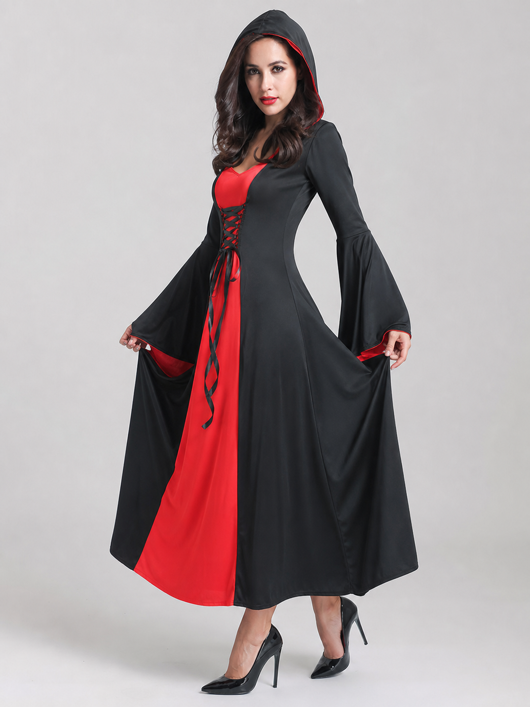 Vampire Costume with Sleeves and Cross-Lacing Costumes detail 2