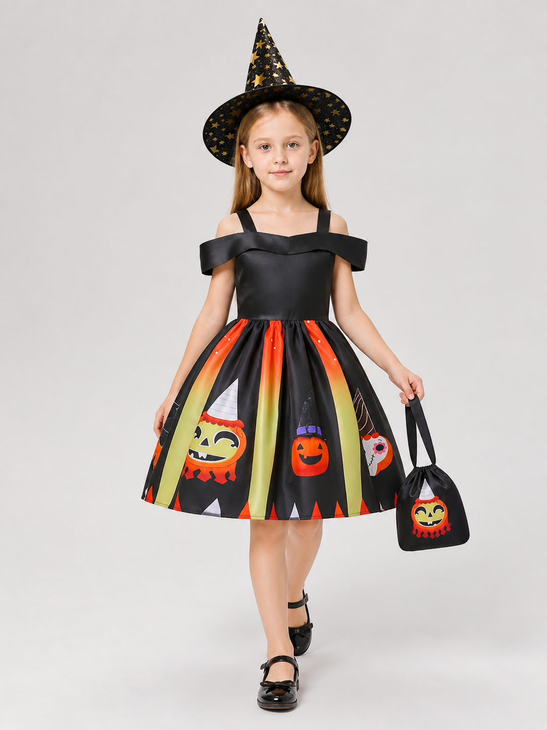 Halloween Witch and Pumpkin Costume Dress, 3 Pieces Costume Dresses detail 2