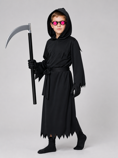 Reaper Costume with Hood, Scythe, and Glowing Glasses Costumes detail 2