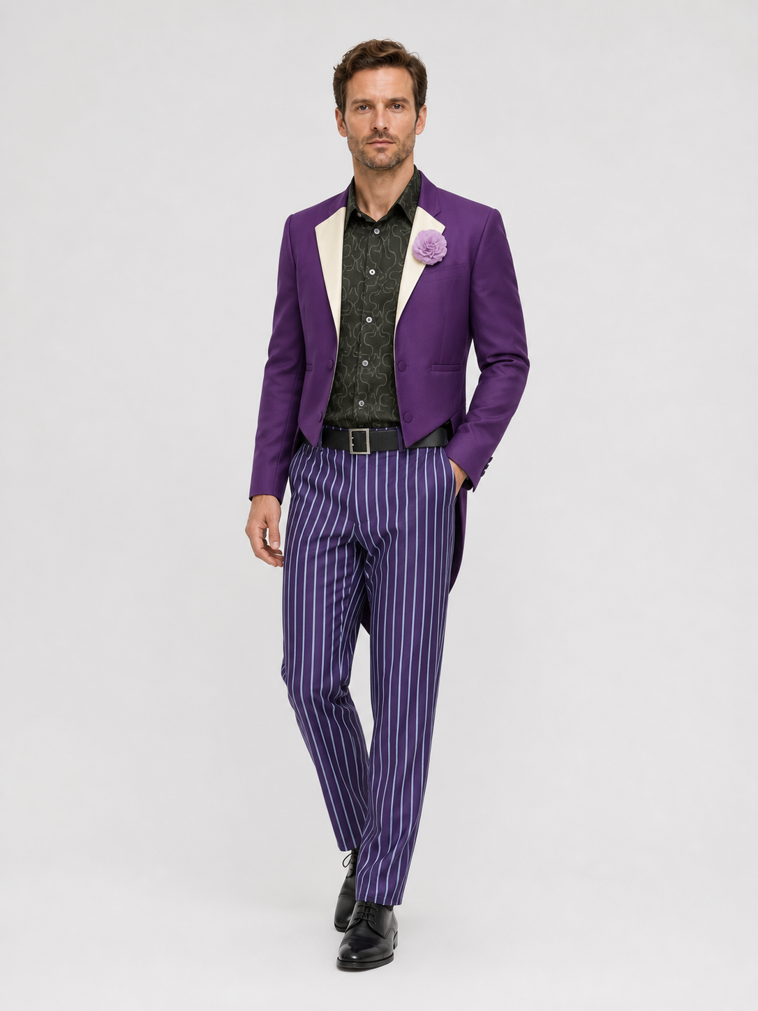Joker Cosplay Costume, Purple, Striped Costumes detail 2