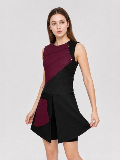 Sleeveless Jumpsuit with Asymmetrical Panels