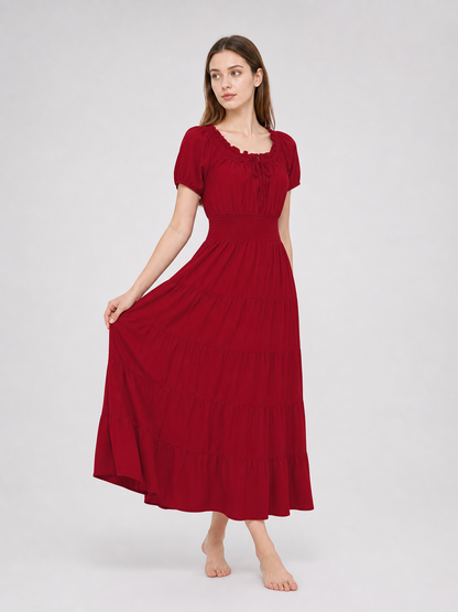 Burgundy Renaissance-Style Maxi Dress