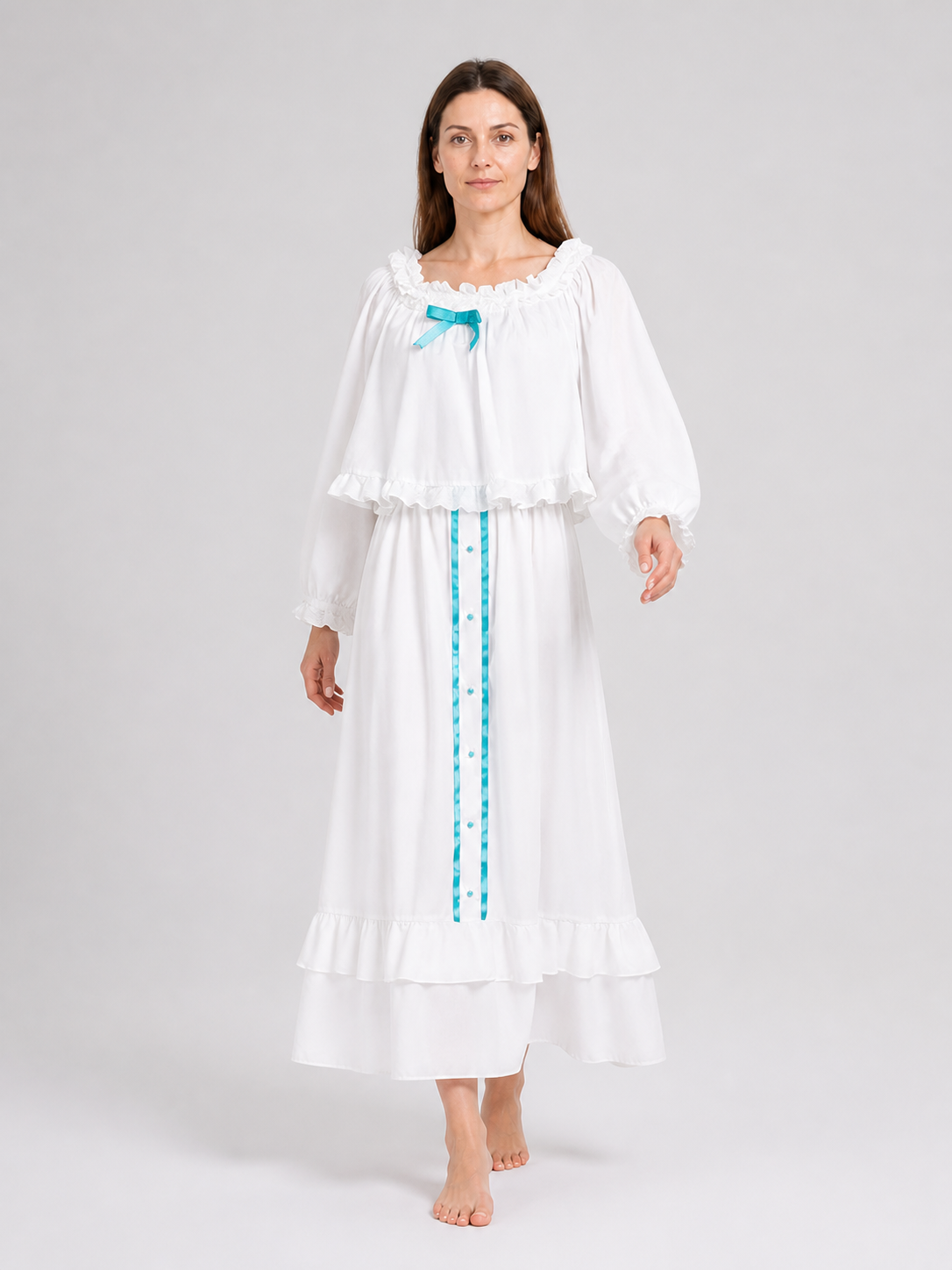 Amiya Arknights Pajama Dress, White, Long Sleeves Costume Dresses detail 2