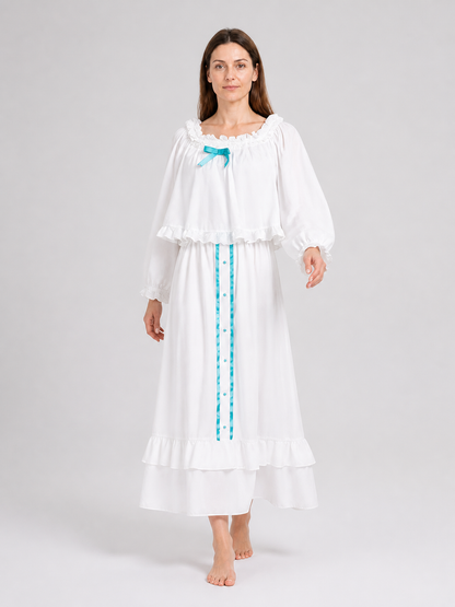 Amiya Arknights Pajama Dress, White, Long Sleeves Costume Dresses detail 2