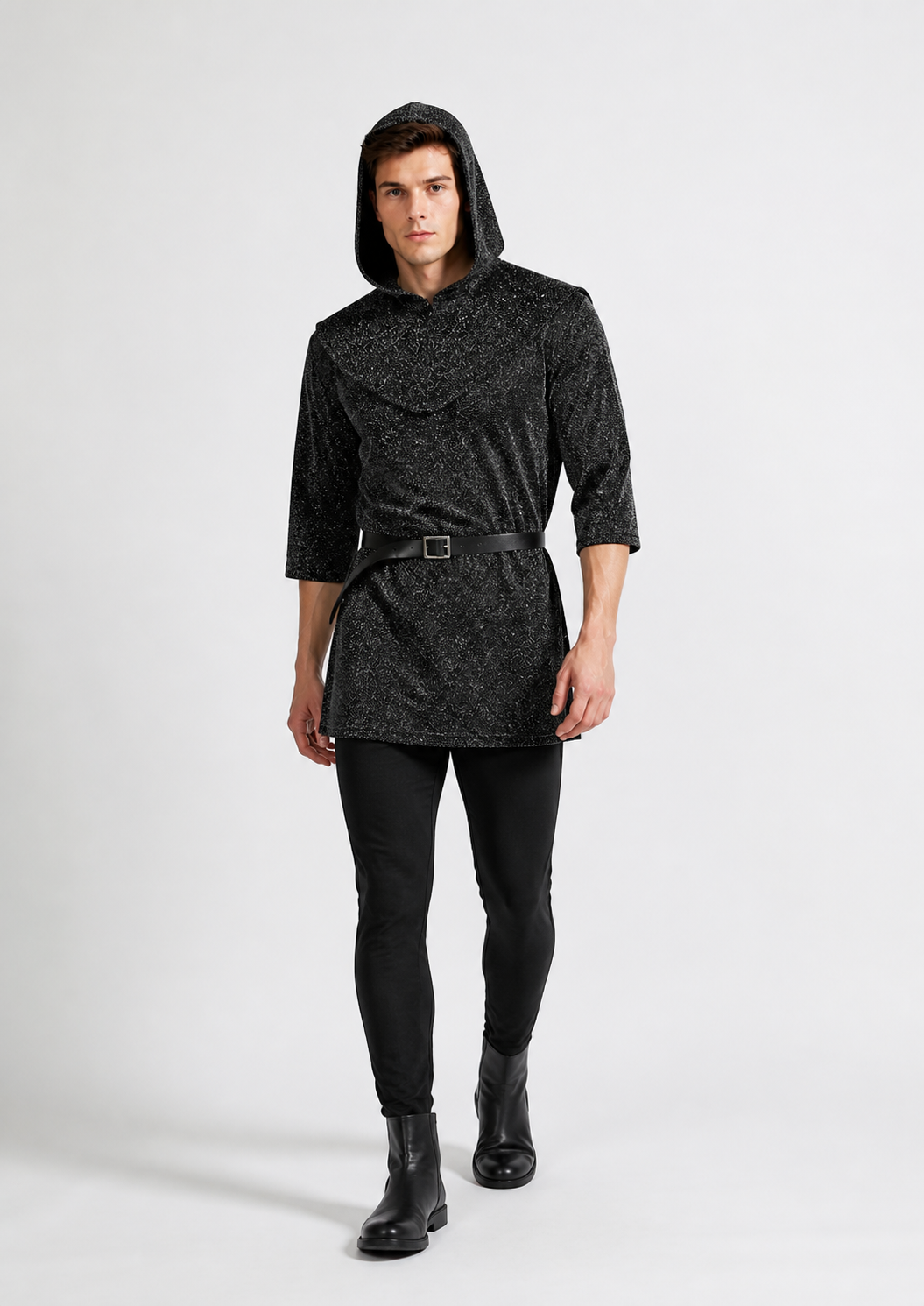 Cosplay costume: hooded top, hat, and belt Costume Headwear detail