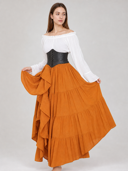 Renaissance-style corset dress for carnival on-model alternate view