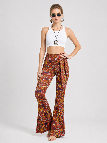 Boho Set: Printed Bell-Bottom Pants, Belt, and Accessories Costume Accessories detail 2