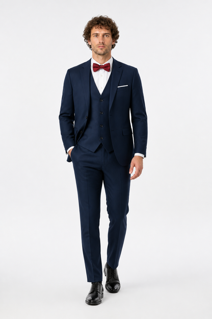 Dark Navy Five-Piece Children's Suit with Bow Tie