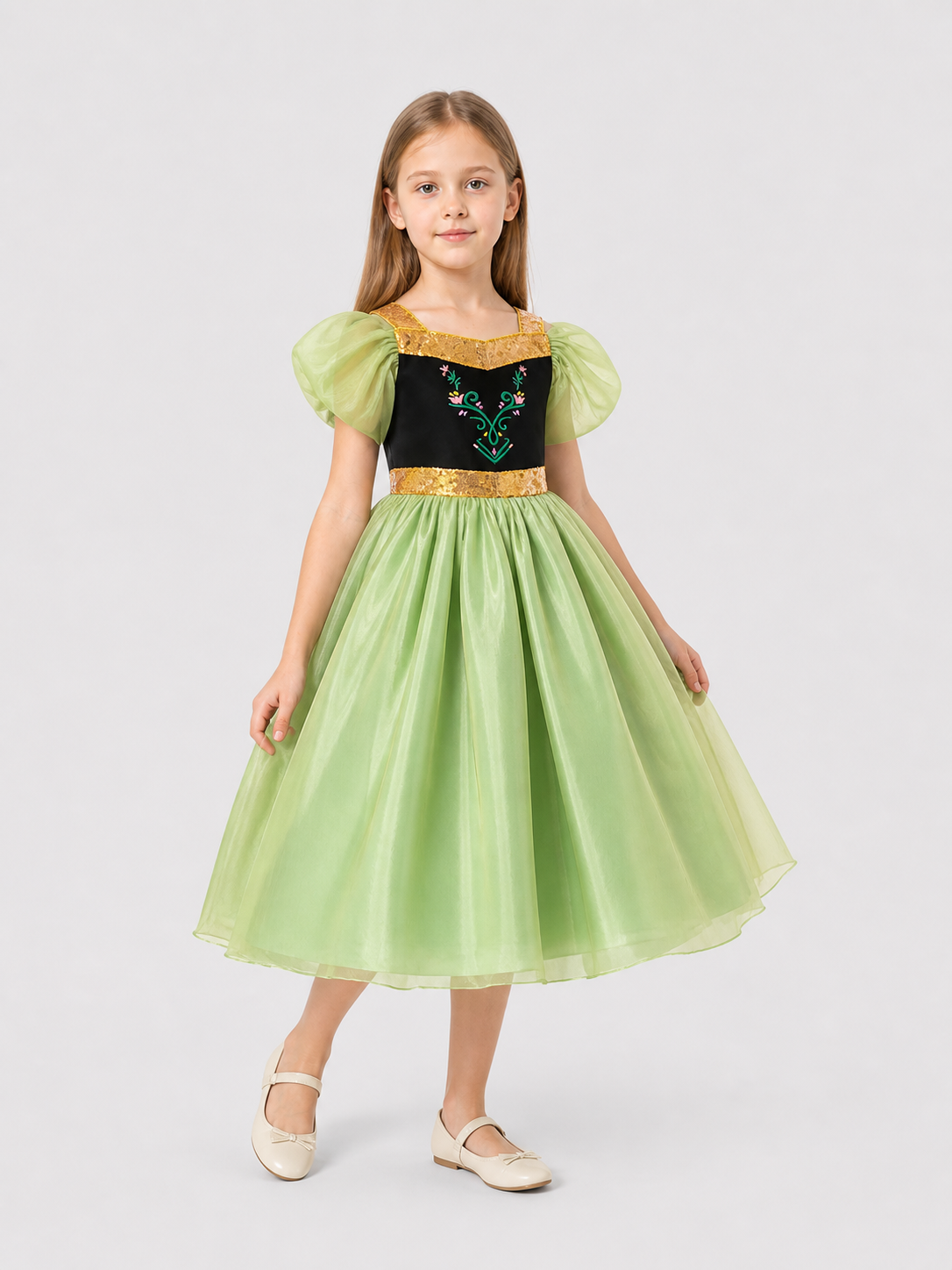 Green Princess Dress for Girls with a Tulle Skirt Costume Dresses detail 2