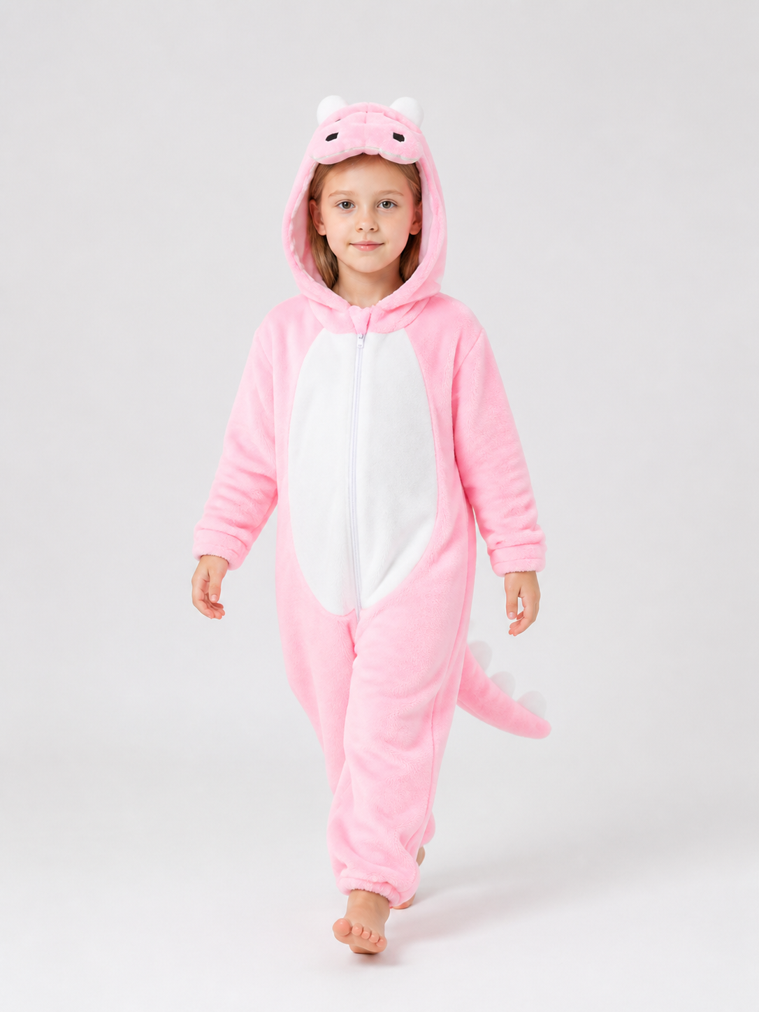 Pink Dinosaur Hooded Children's Jumpsuit product detail 2