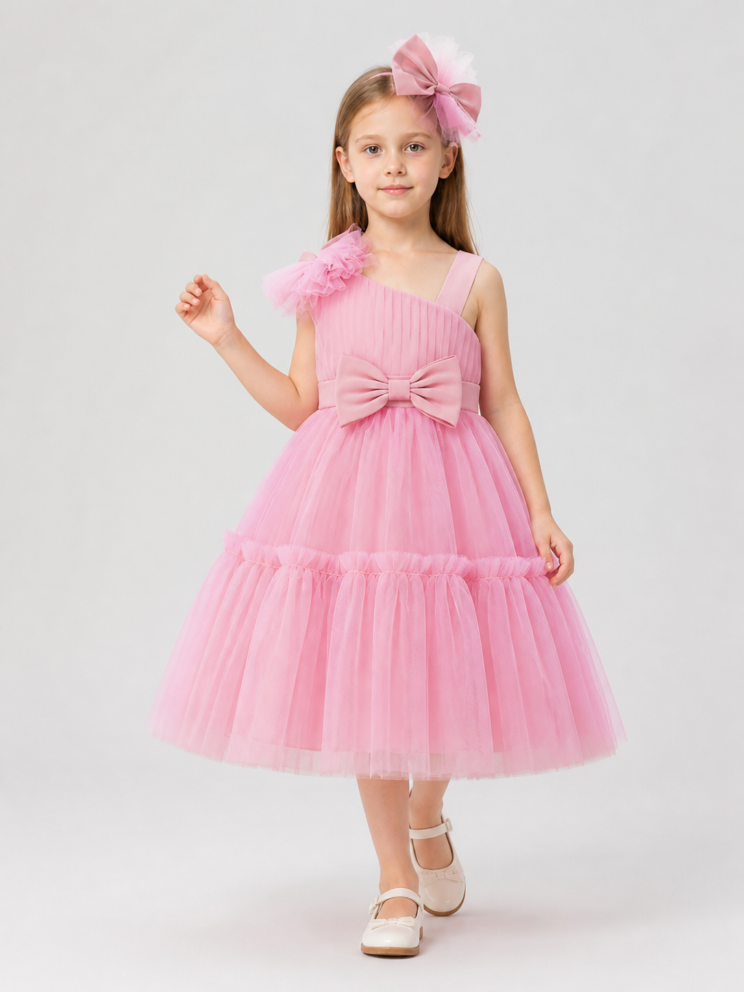 Full Tulle Flower Girl Dress with Bow