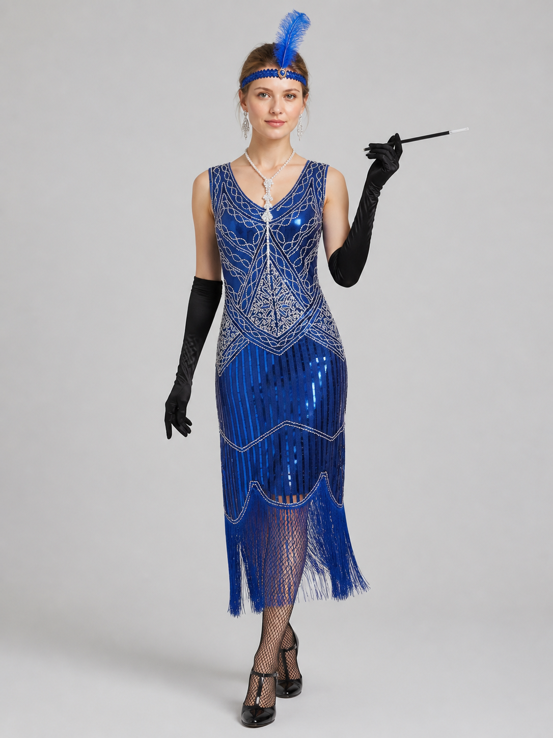 1920s Retro Sequin and Fringe Dress Costume Dresses detail 2