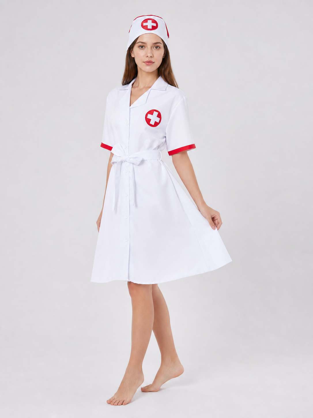 Medical-Themed Costume with Dress and Cap